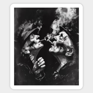 Cigar Kiss: My Best Friend... Soulmate and Besties Forever on a Dark Background Sticker